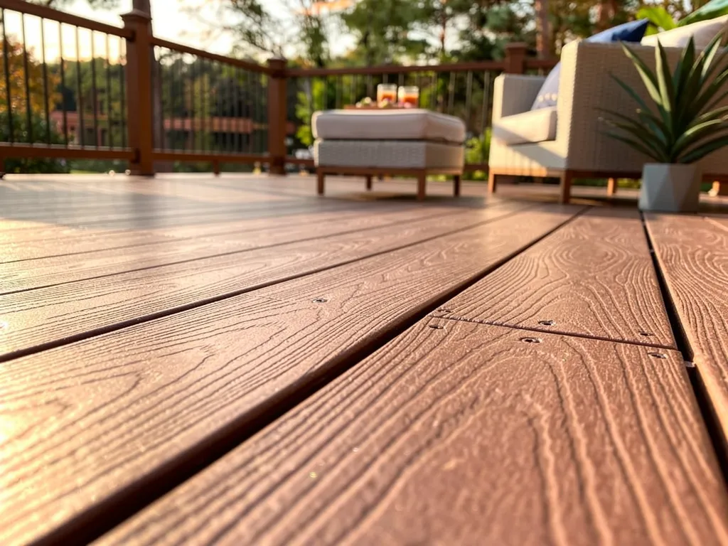 Trex composite decking boards with matching deck railings